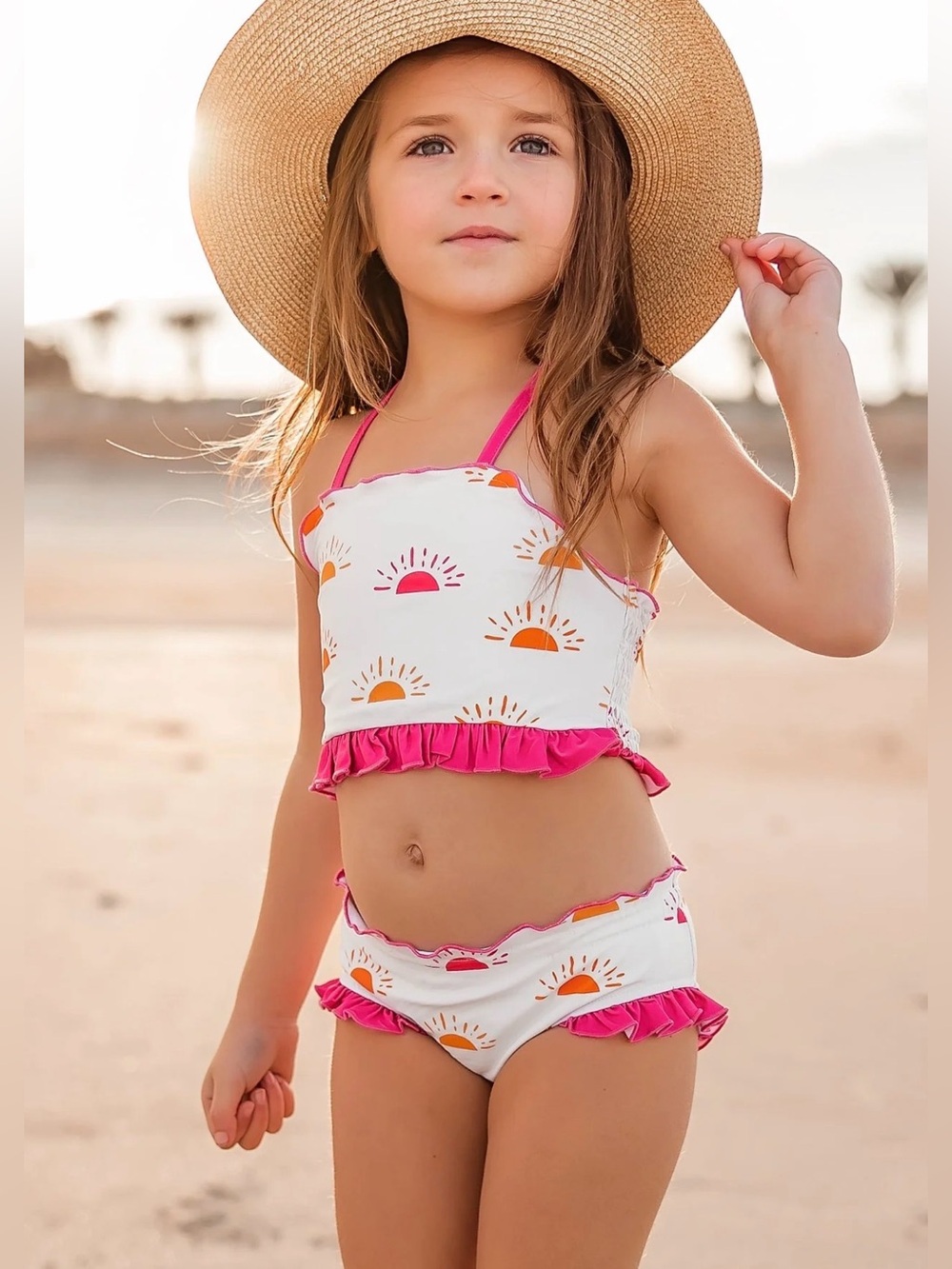 Indie blue Smocked Back Tankini Swim Set